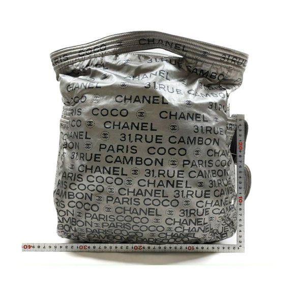 authentic Chanel Shoulder Bag Metalic Nylon - Picture 2 of 9